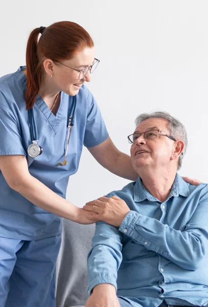 A doctor providing accident care and treatment to a patient.